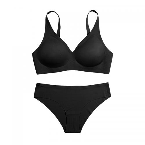 Seamless ice silk women bra underwear set fits  large breasts
