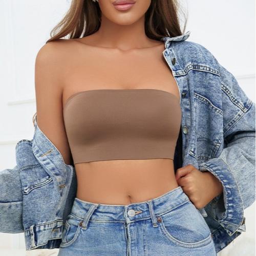 Seamless strapless bandeau anti-slip one-line design