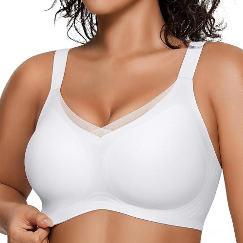  No Underwire Supportive Mesh Crossover Bra with Push Up 