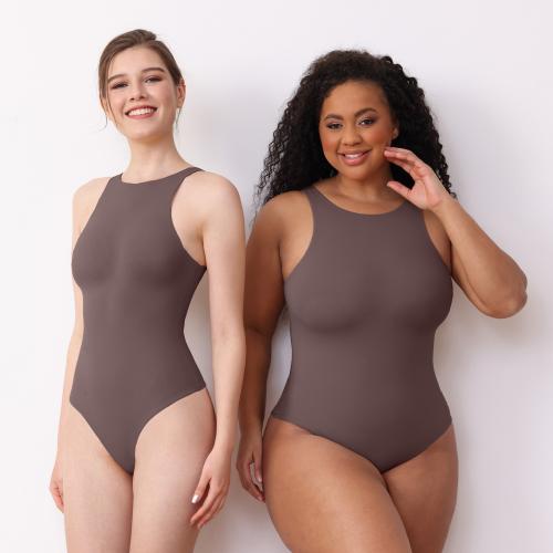 Women's sleeveless bodysuit top high neck thong bodysuit