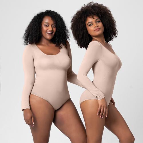 Long-sleeve seamless briefs bodysuit undergarment with shaping function