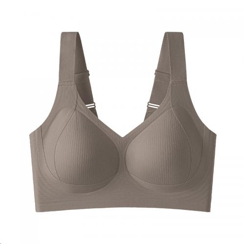 Plus Size Full Coverage Wireless Minimizer Bra with Vertical Stripes Fabric