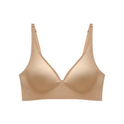 Seamless soft support jelly T-shirt bralette with vertical striped fabric  B2394