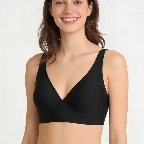 Soft jelly strip wireless bras comfortable T-shirt bralette with deep V B2372