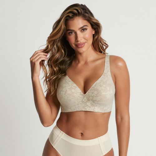Wholesale Plus Size Seamless Wireless Lace Bra with Jelly Gel B2615