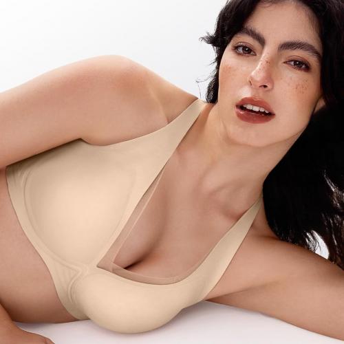 Best-selling wholesale deep V seamless mesh wire-free bra
