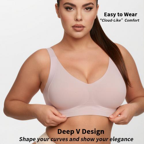 Plus Size Seamless Jelly Gel Bra with W-Shaped Support B2637